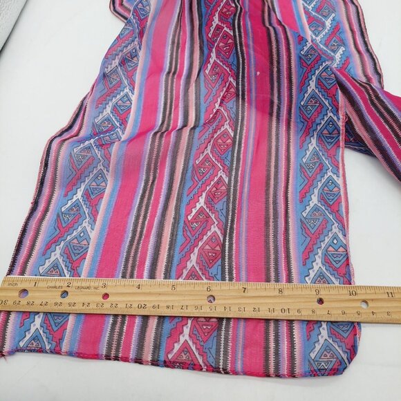 Liz Sinclair Oblong Scarf Multicolor Pink Western Made In India Rayon 10x62 - Picture 4 of 8